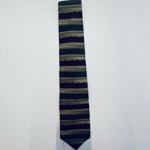 Striped Maroon and Green Men's Silk Tie